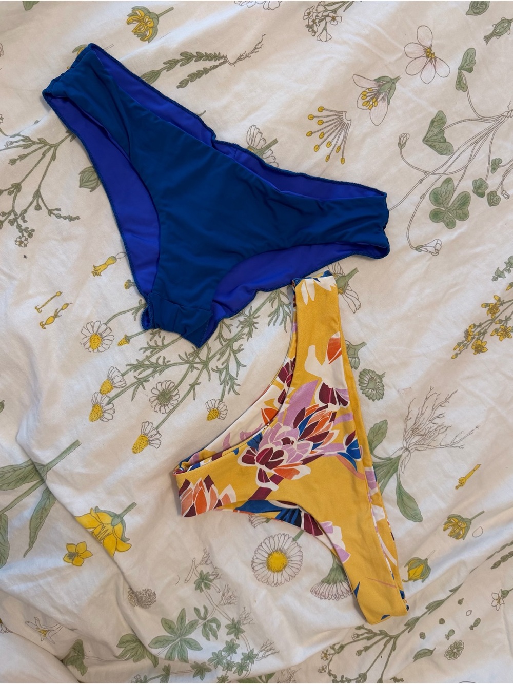 Shore brand - Blue & Floral Yellow Cheeky Bikini Bottoms